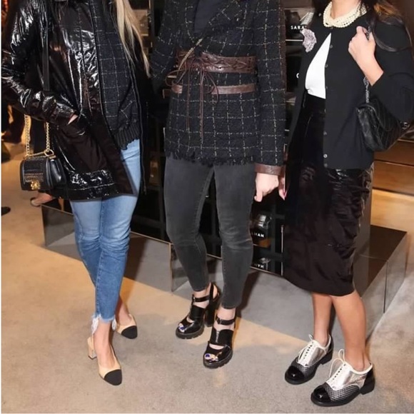 CHANEL Black and White Lace-Up Boots - Picture 2 of 10